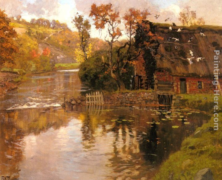 Fritz Thaulow Cottage By A Stream